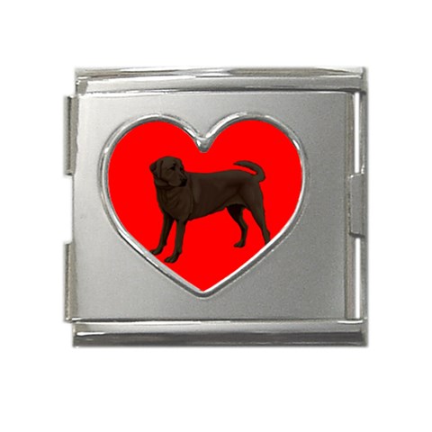 Chocolate Labrador Retriever Dog Gifts BR Mega Link Heart Italian Charm (18mm) from UrbanLoad.com Front