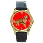 Golden Retriever Dog Gifts BR Round Gold Metal Watch