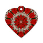 Red Flower Dog Tag Heart (Two Sides)