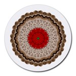 Red Center Doily Round Mousepad