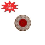 Red Center Doily 1  Mini Magnet (10 pack) 