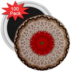 Red Center Doily 3  Magnet (100 pack)