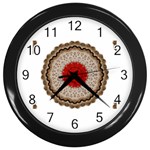 Red Center Doily Wall Clock (Black)