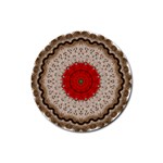 Red Center Doily Rubber Round Coaster (4 pack)