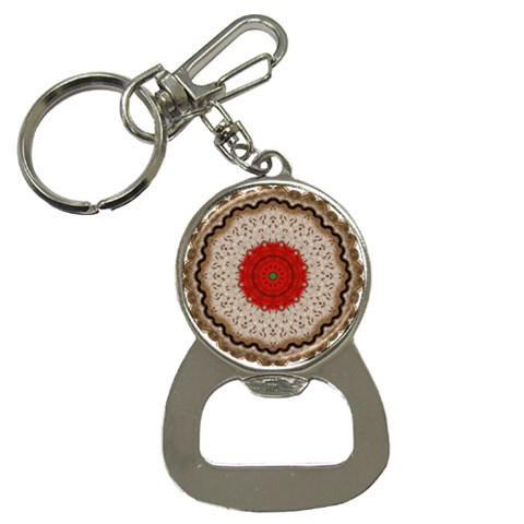 Red Center Doily Bottle Opener Key Chain from UrbanLoad.com Front