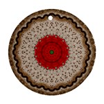 Red Center Doily Round Ornament (Two Sides)