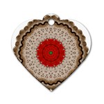 Red Center Doily Dog Tag Heart (Two Sides)