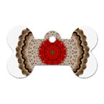 Red Center Doily Dog Tag Bone (One Side)