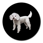 White Poodle Dog Gifts BB Round Mousepad