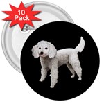 White Poodle Dog Gifts BB 3  Button (10 pack)