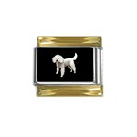 White Poodle Dog Gifts BB Gold Trim Italian Charm (9mm)