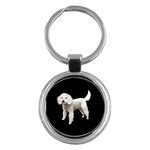 White Poodle Dog Gifts BB Key Chain (Round)