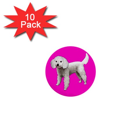 White Poodle Dog Gifts BP 1  Mini Button (10 pack)  from UrbanLoad.com Front