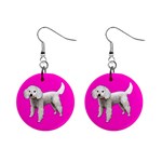 White Poodle Dog Gifts BP 1  Button Earrings