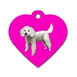 White Poodle Dog Gifts BP Dog Tag Heart (One Side)