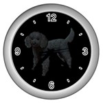 Black Poodle Dog Gifts BB Wall Clock (Silver)