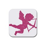 Pink Love Cupid Rubber Square Coaster (4 pack)