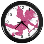 Pink Love Cupid Wall Clock (Black)