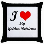 I Love My Golden Retriever Throw Pillow Case (Black)