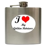 I Love Golden Retriever Hip Flask (6 oz)