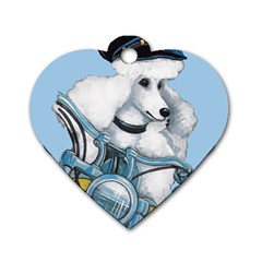 White Poodle Biker Babe  Dog Tag Heart (Two Sides) from UrbanLoad.com Back