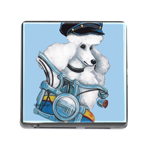 White Poodle Biker Babe  Memory Card Reader with Storage (Square) from UrbanLoad.com Front
