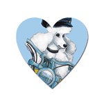 White Poodle Biker Chick Magnet (Heart)