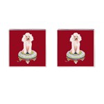 White Poodle on Tuffet Cufflinks (Square)