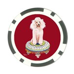 White Poodle on Tuffet Poker Chip Card Guard
