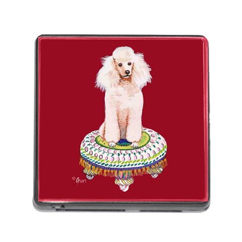 White Poodle on Tuffet Memory Card Reader with Storage (Square) from UrbanLoad.com Front