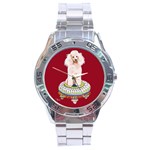 White Poodle on Tuffet Stainless Steel Analogue Men’s Watch