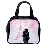 Black Poodle Eiffel Tower in Pink Classic Handbag (One Side)