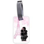 Black Poodle Eiffel Tower in Pink Luggage Tag (one side)