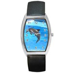 Jumping Dolphin Barrel Style Metal Watch