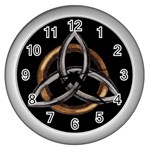 Triquetra Brown/silver Wall Clock (Silver)