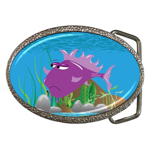 Purple Grumpy Fish Belt Buckle from UrbanLoad.com Front