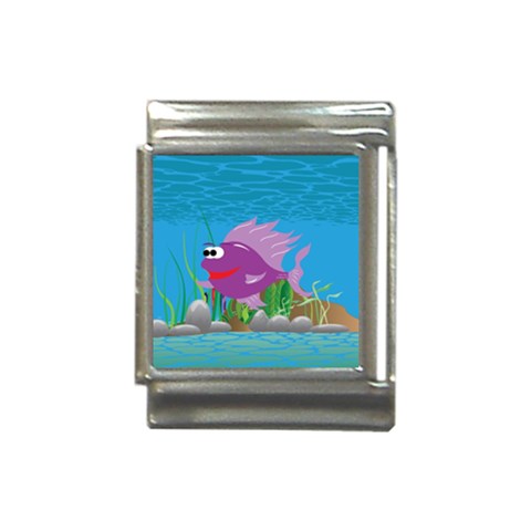 Purple Coolee Fish Italian Charm (13mm) from UrbanLoad.com Front