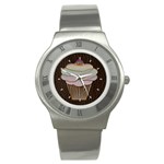 Leather-Look Baking Stainless Steel Watch
